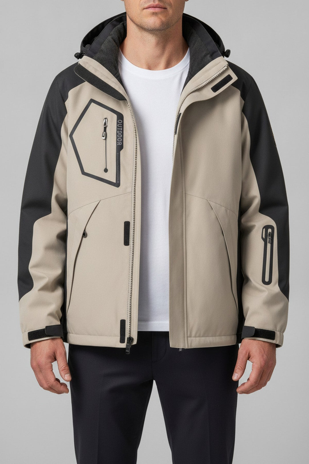 Skijacke Raincoat – Windbreaker Herren in khaki – am Model getragen