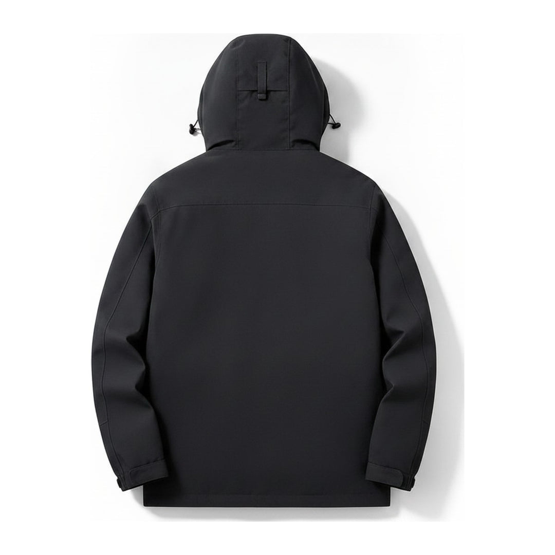 Skijacke Raincoat – Windbreaker Herren in schwarz – Rückansicht