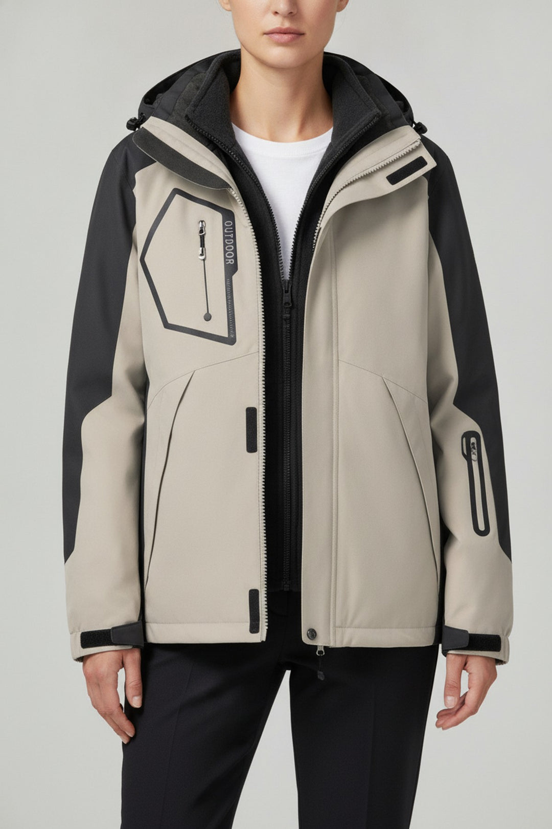 Skijacke Veed – Skijacken Damen in khaki – am Model getragen