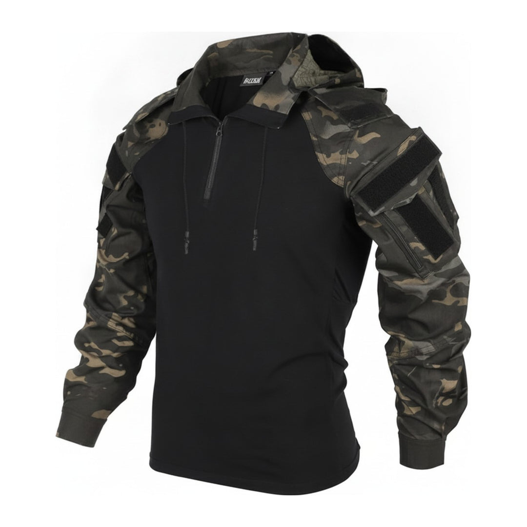 Taktische – Zip-Hoodies Herren in camouflage schwarz – Seitenansicht