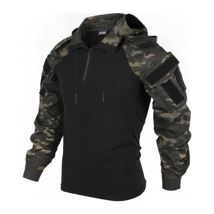 Taktische – Zip-Hoodies Herren in camouflage schwarz – Seitenansicht