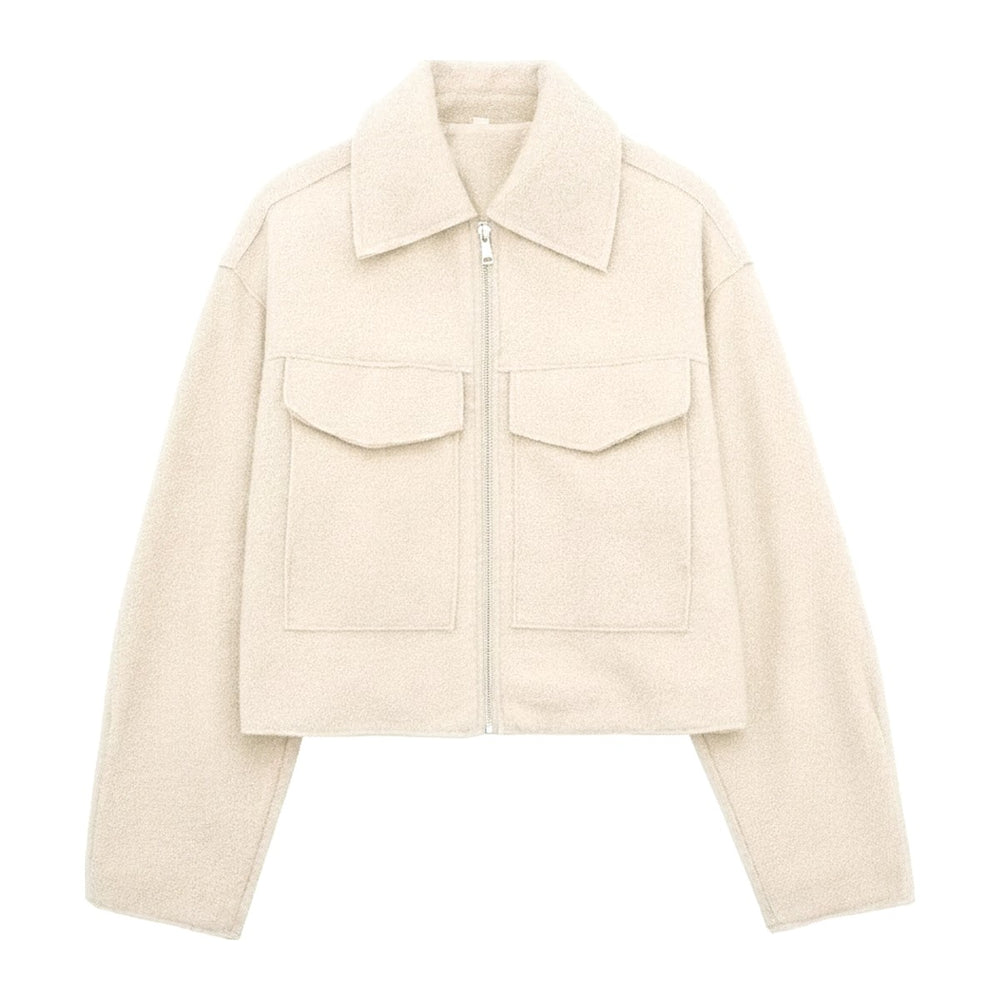 Mei – Kurze Jacken Damen in beige – Vorderansicht