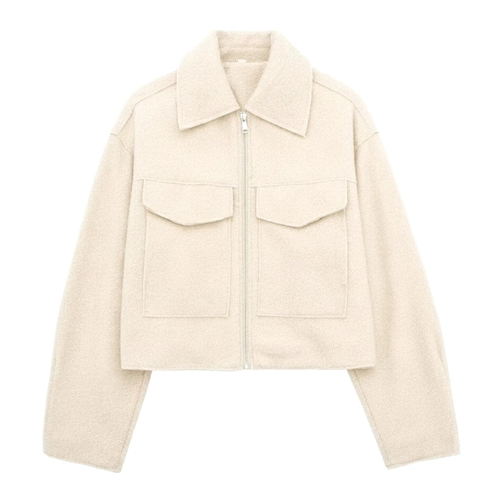Mei – Kurze Jacken Damen in beige – Vorderansicht