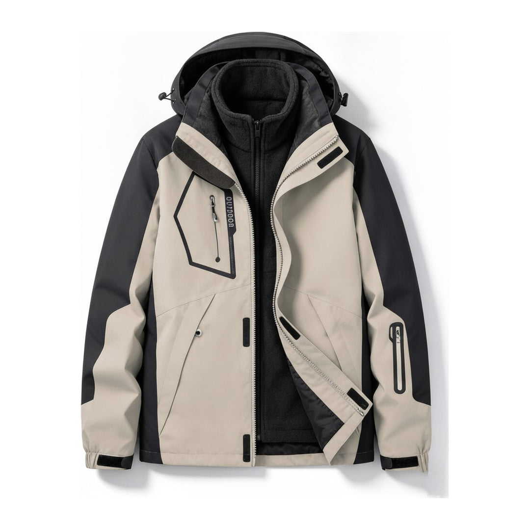 Skijacke Raincoat – Windbreaker Herren in khaki – Vorderansicht