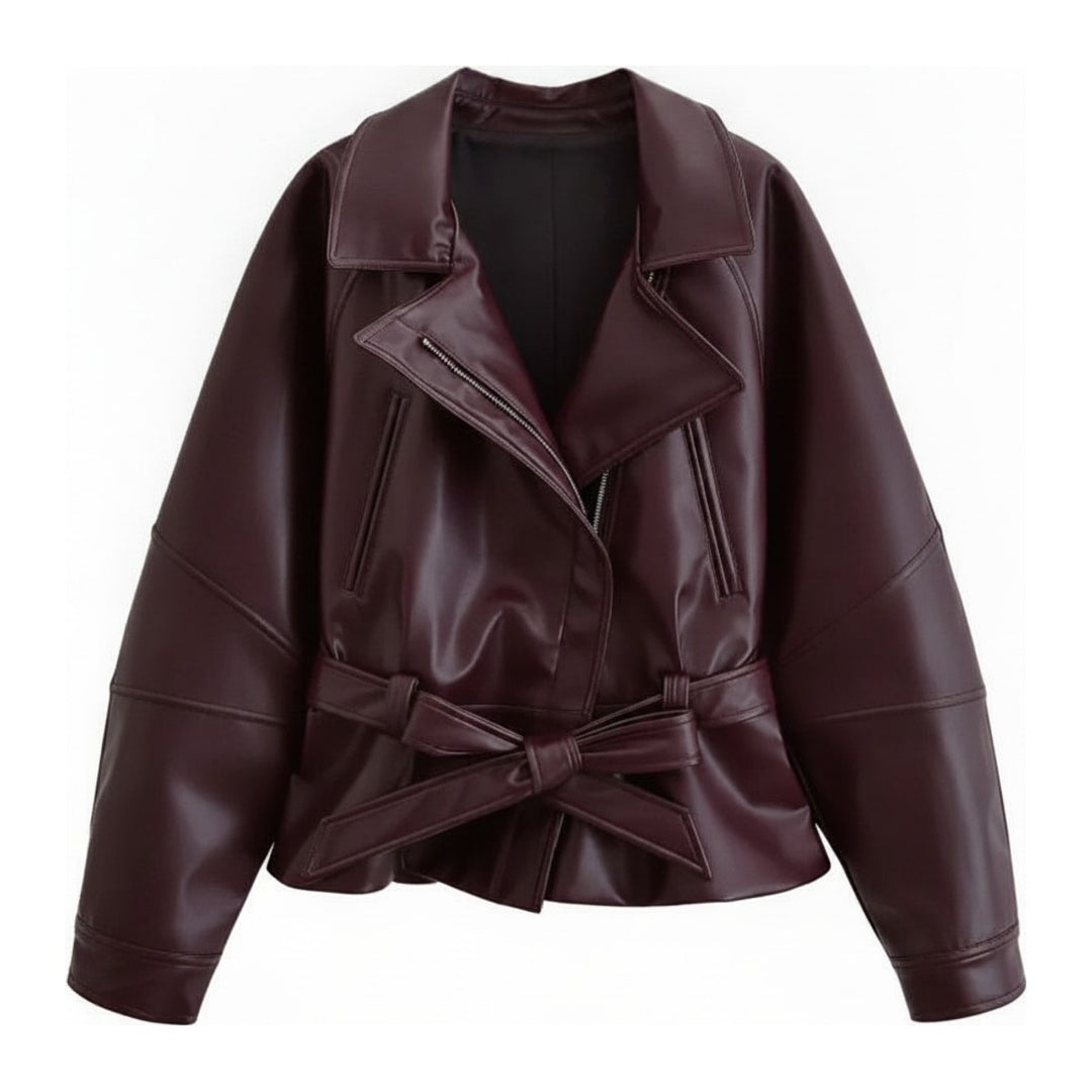Lide – Lederjacken Damen in wine red – Vorderansicht