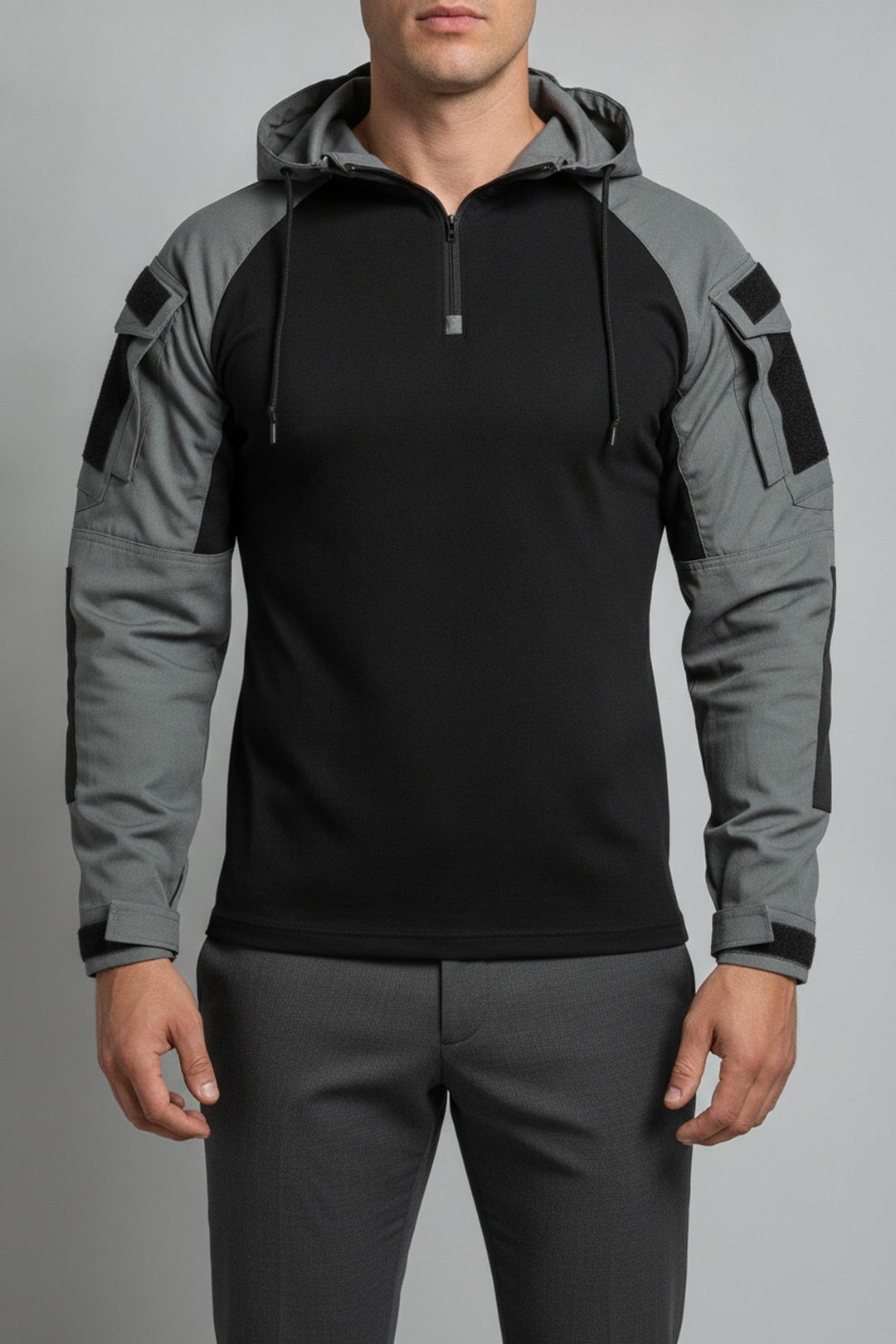Taktische – Zip-Hoodies Herren in grau – am Model getragen
