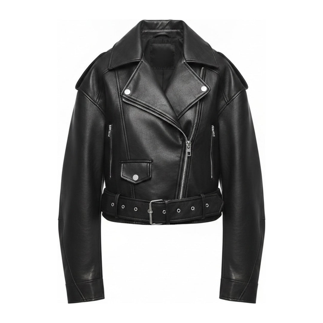 Greed – Bikerjacken Damen in schwarz – Vorderansicht