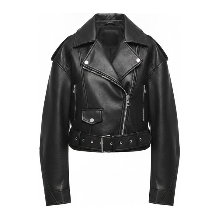 Greed – Bikerjacken Damen in schwarz – Vorderansicht
