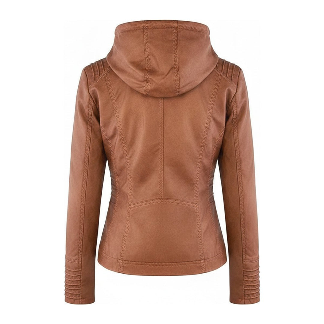 Ylva – Bikerjacken Damen in khaki – Rückansicht