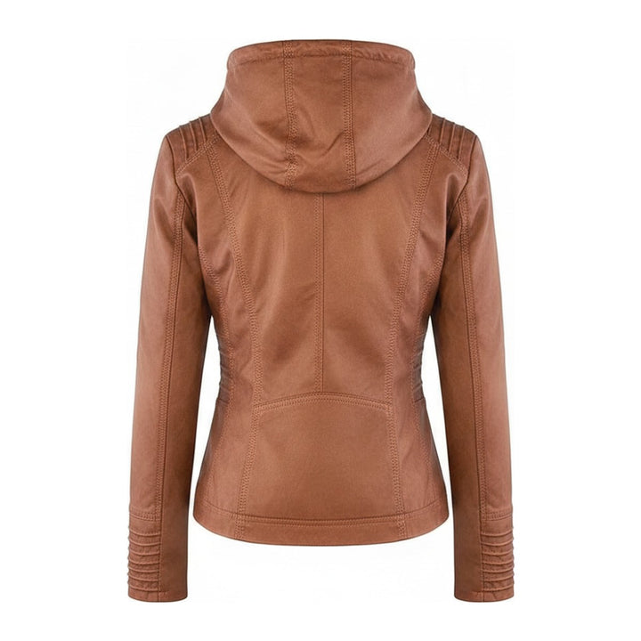 Ylva – Bikerjacken Damen in khaki – Rückansicht