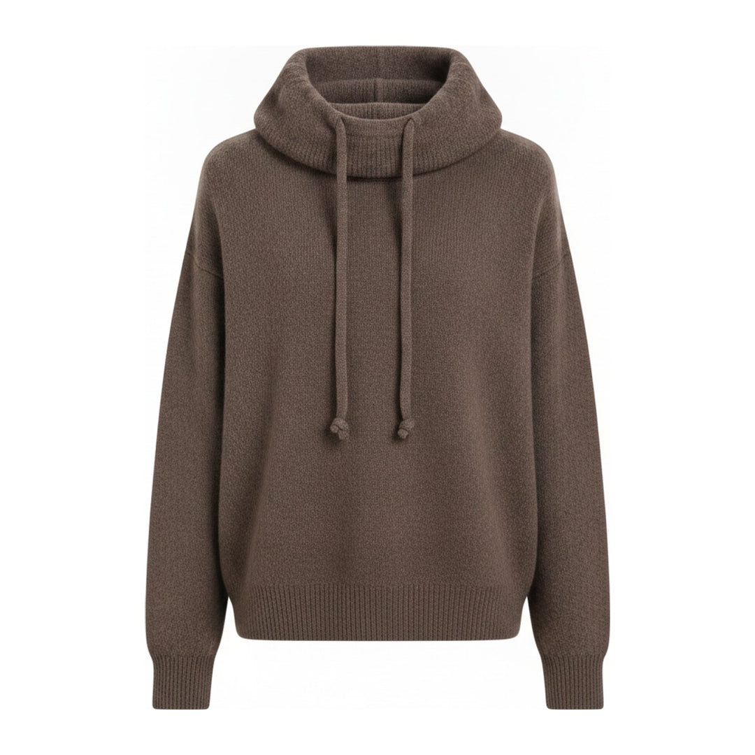Mely – Kapuzenpullover Damen in braun – Vorderansicht