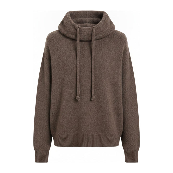 Mely – Kapuzenpullover Damen in braun – Vorderansicht