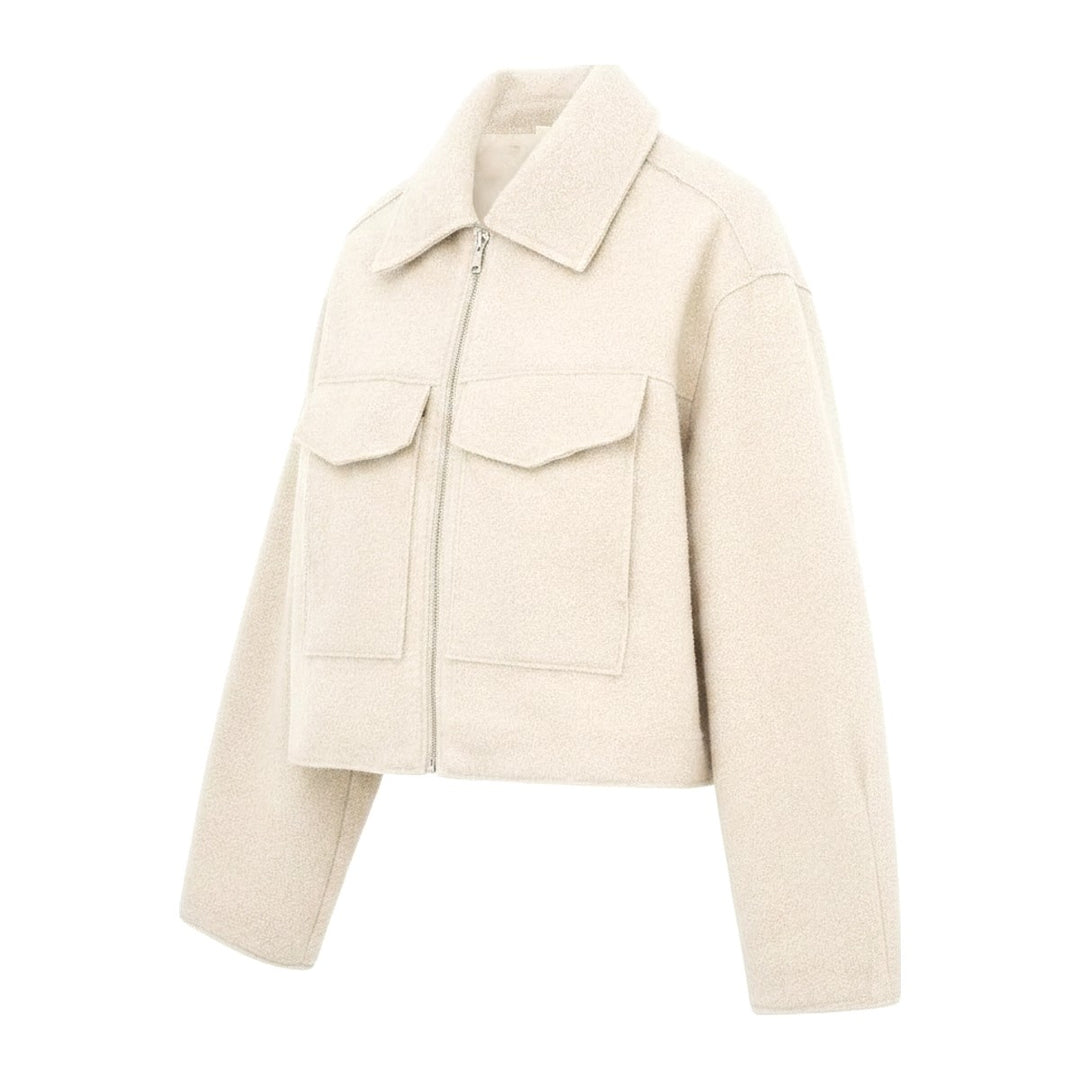 Mei – Kurze Jacken Damen in beige – Seitenansicht