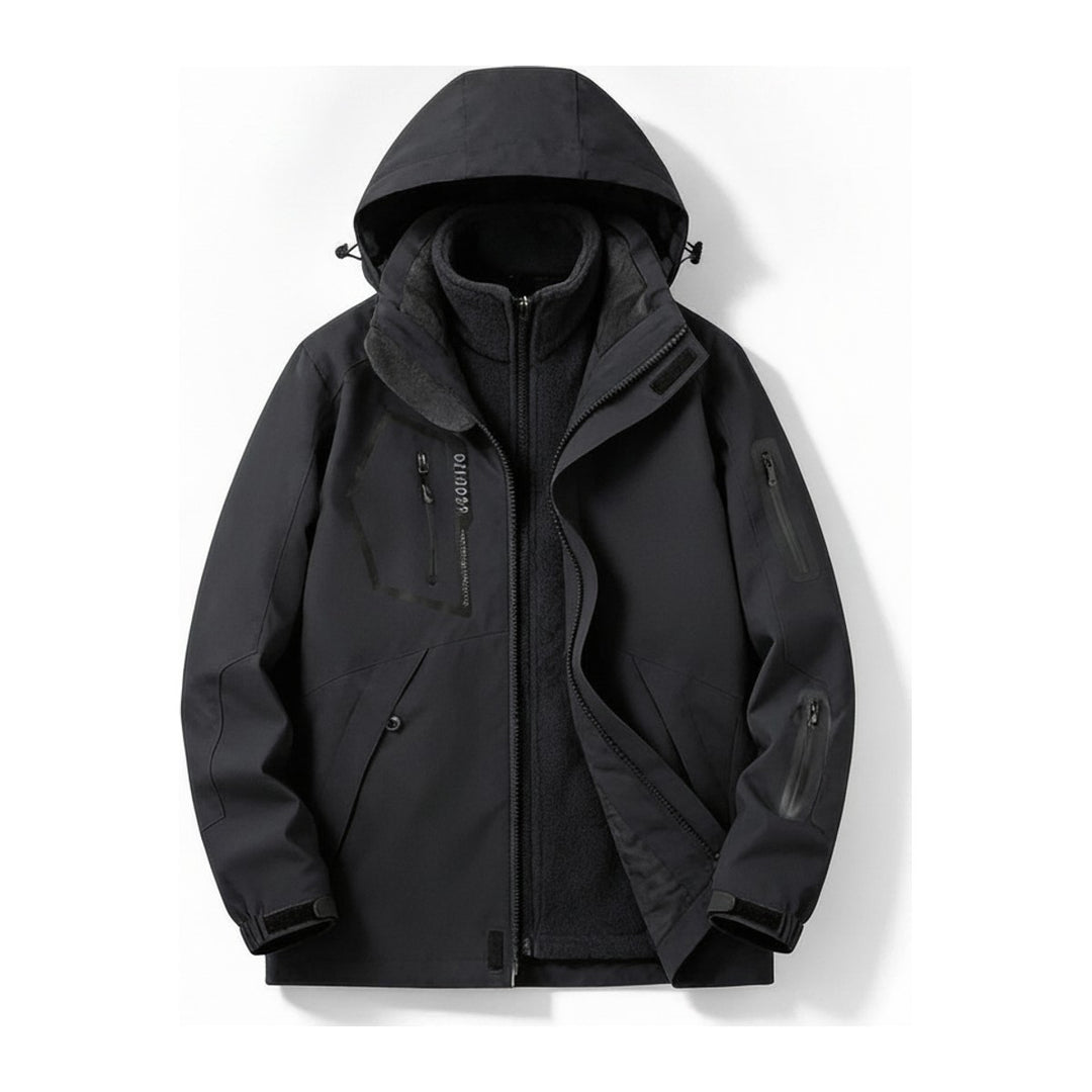 Skijacke Raincoat – Windbreaker Herren in schwarz – Vorderansicht