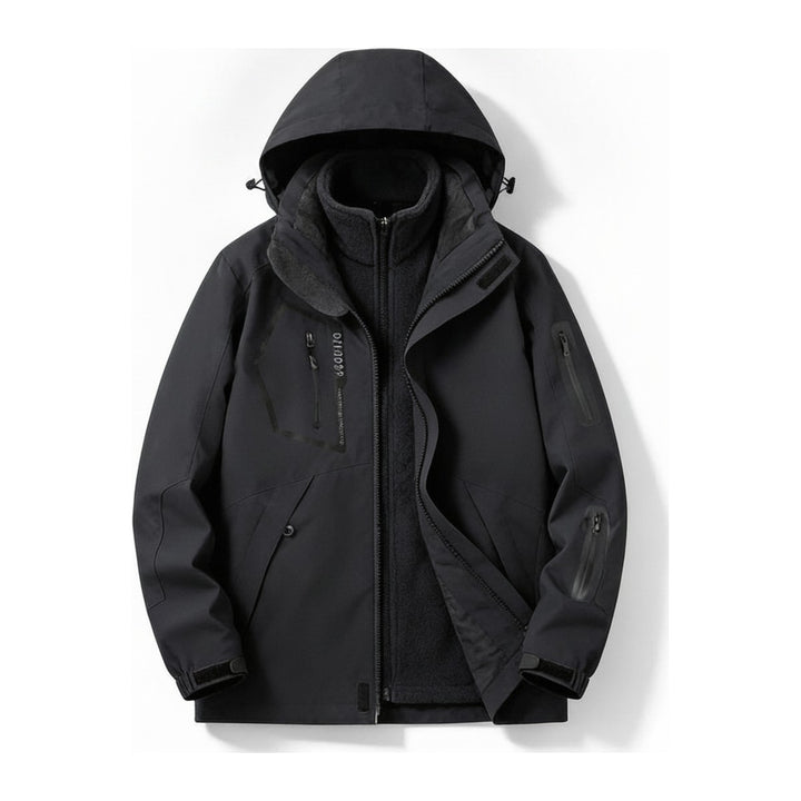 Skijacke Raincoat – Windbreaker Herren in schwarz – Vorderansicht