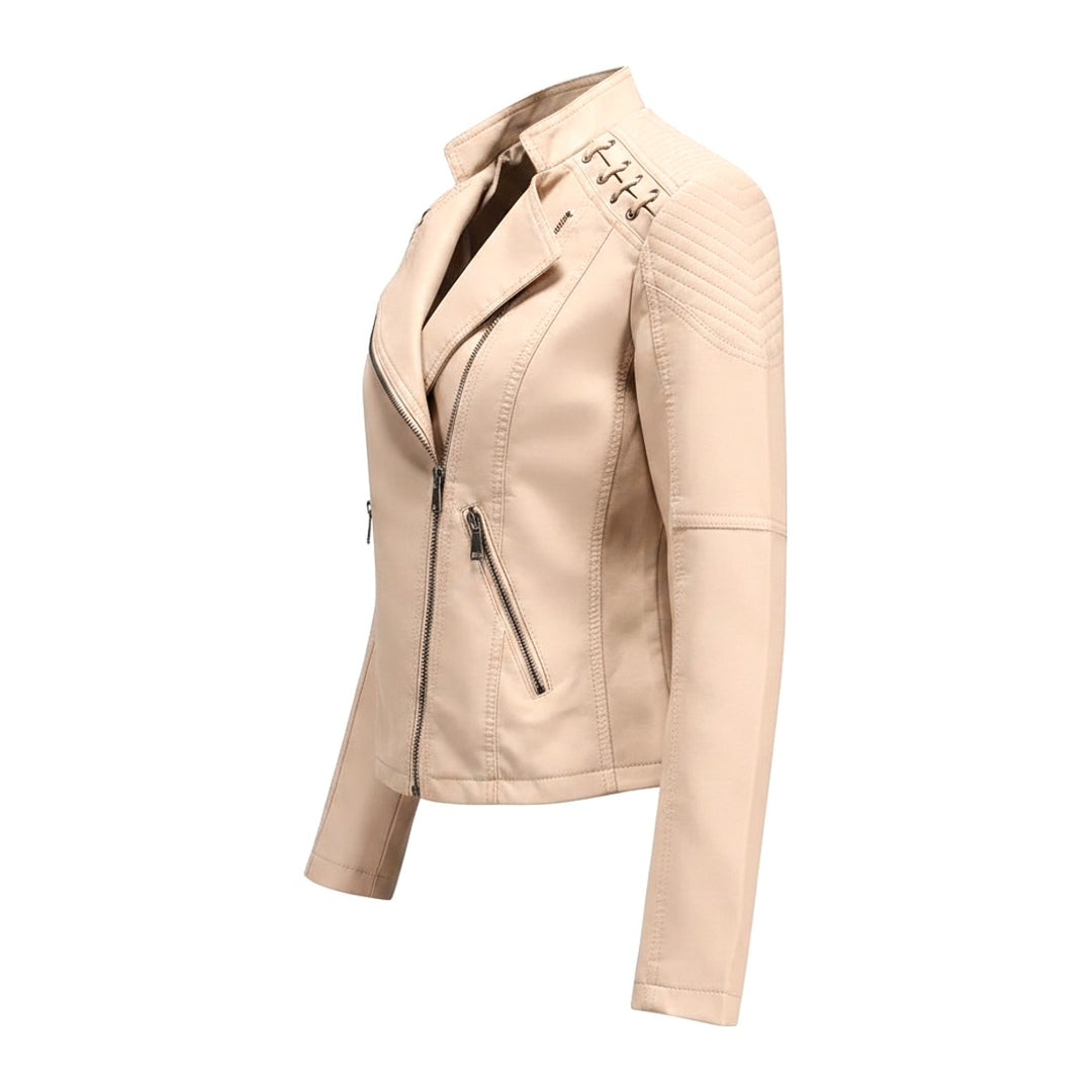Drez – Lederjacken Damen in beige – Seitenansicht