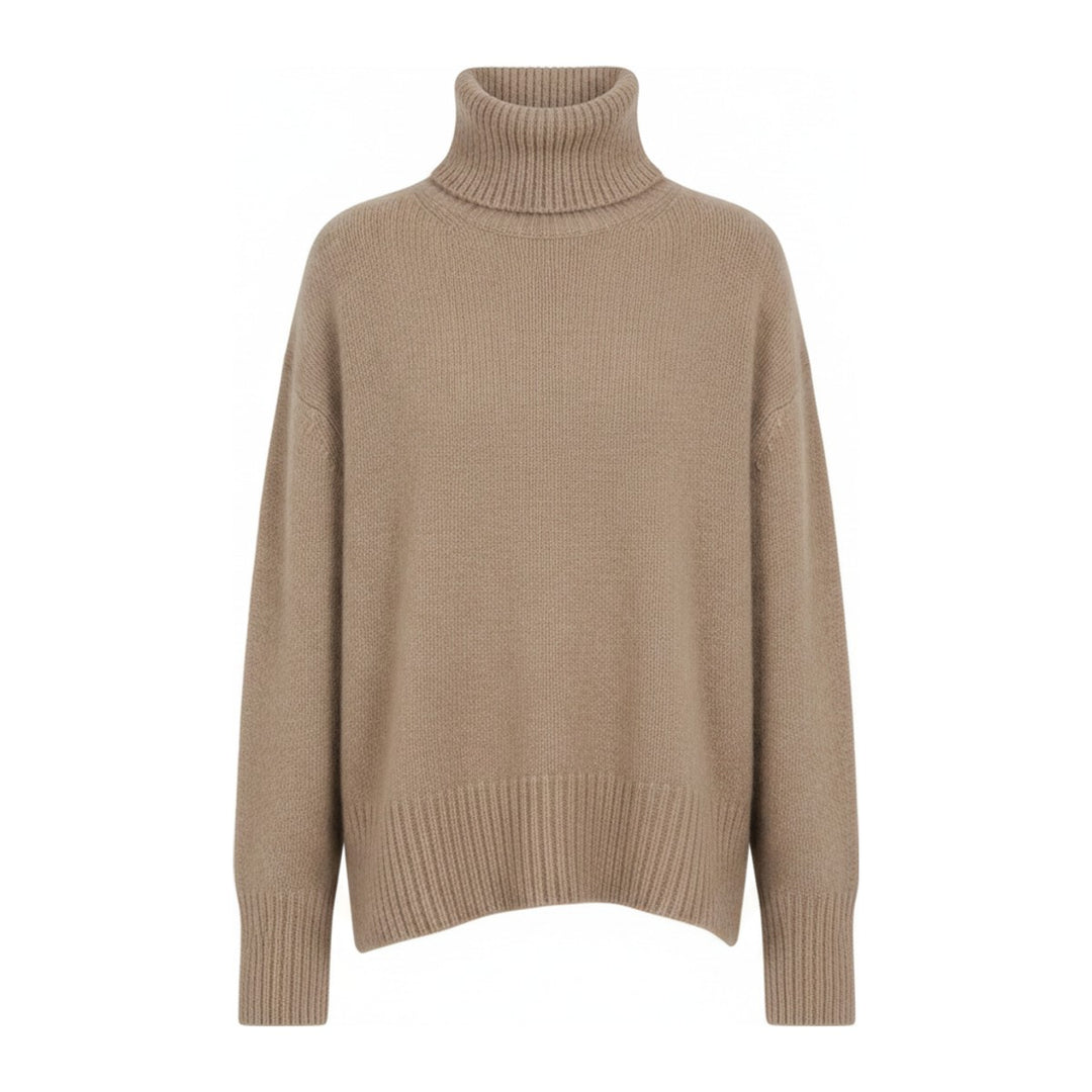 Ebi – Rollkragenpullover Damen in kamel – Vorderansicht