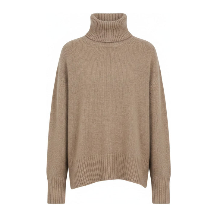 Ebi – Rollkragenpullover Damen in kamel – Vorderansicht