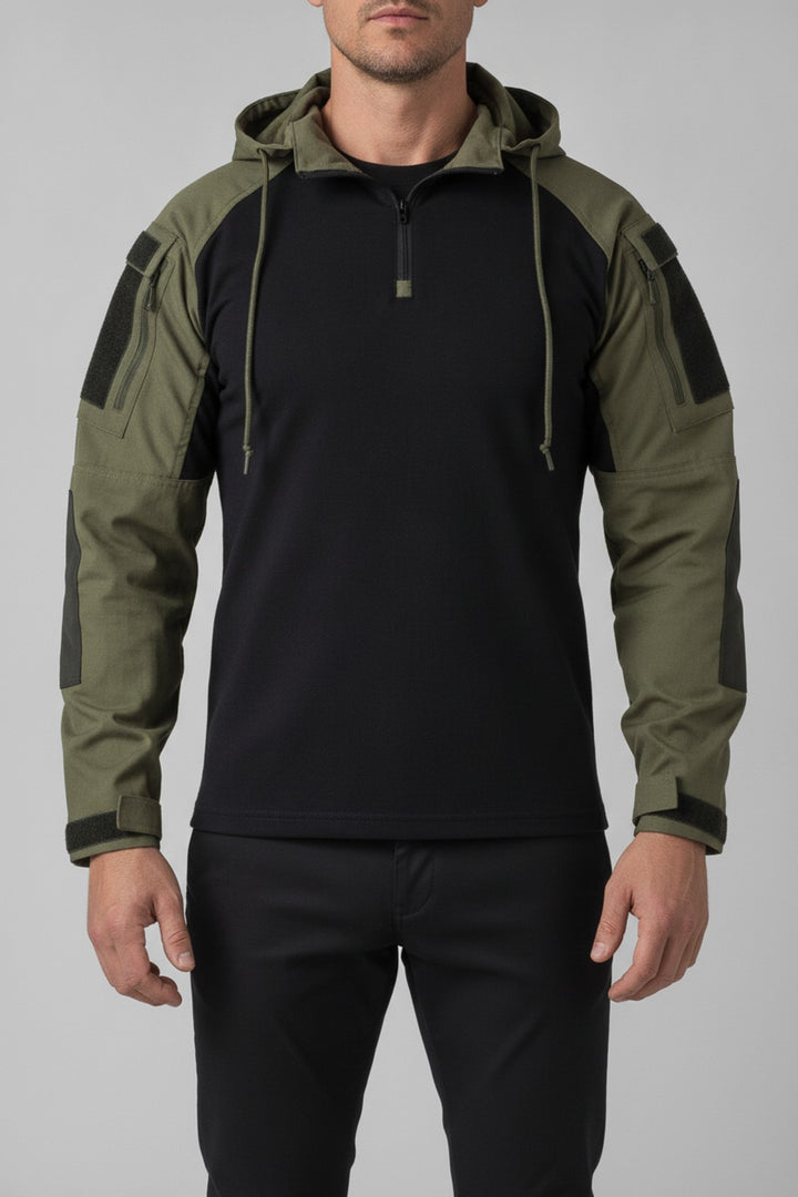 Taktische – Zip-Hoodies Herren in armeegrün – am Model getragen