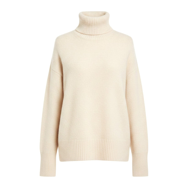 Ebi – Rollkragenpullover Damen in aprikose – Vorderansicht