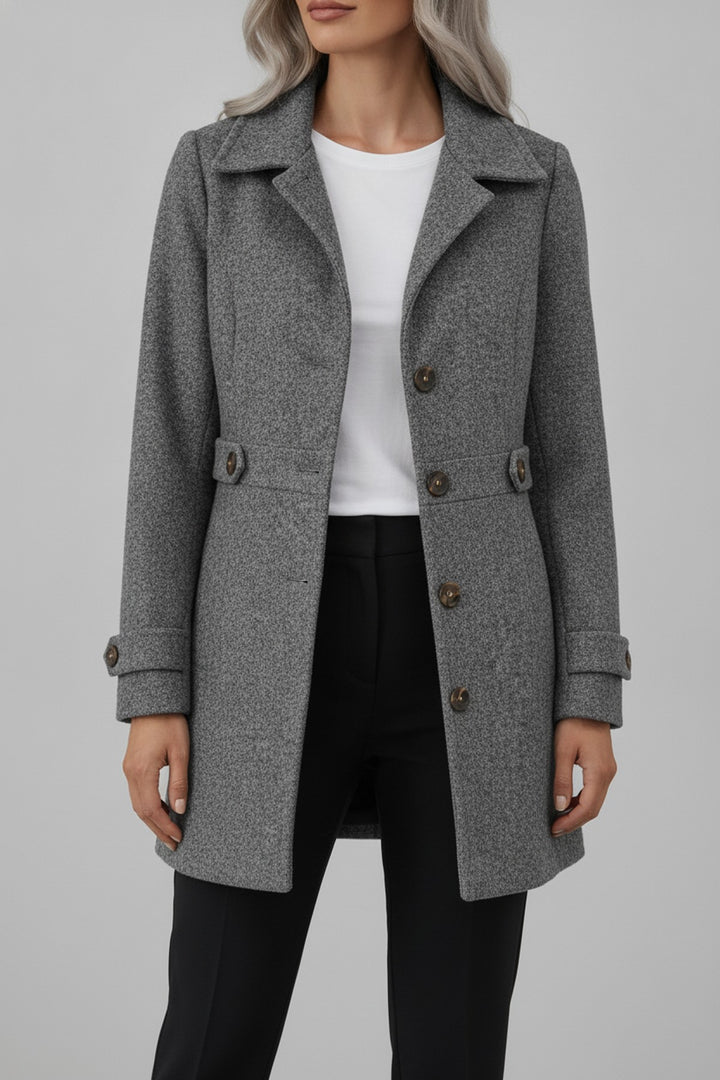 Tweed – Trenchcoats Damen in grau – am Model getragen