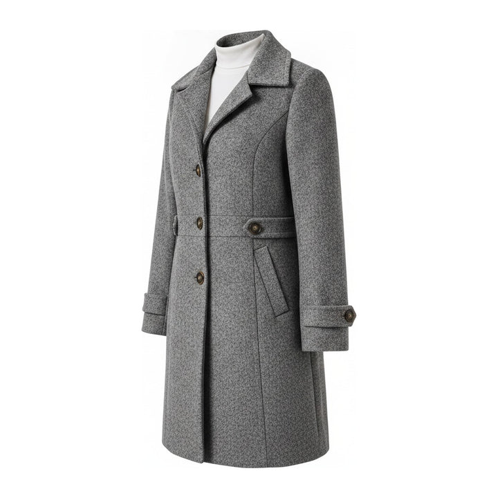 Tweed – Trenchcoats Damen in grau – Seitenansicht
