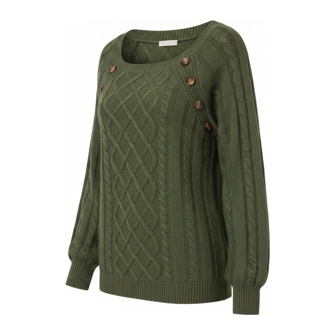 Gem – Pullover Damen in grün – Seitenansicht