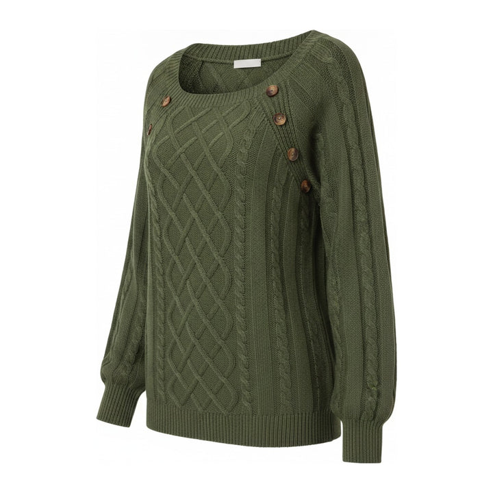 Gem – Pullover Damen in grün – Seitenansicht