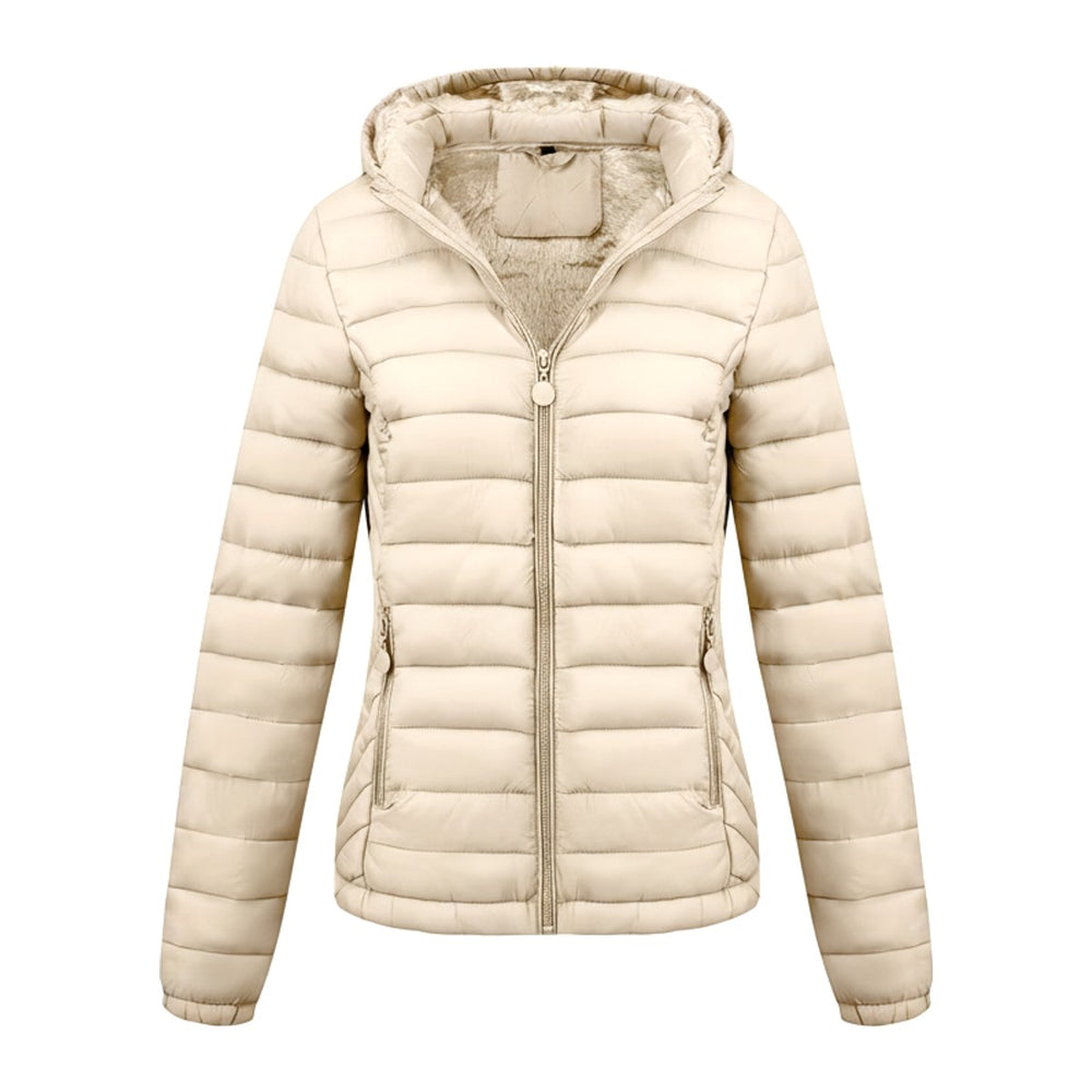 Kaja – Steppjacken Damen in beige – Vorderansicht