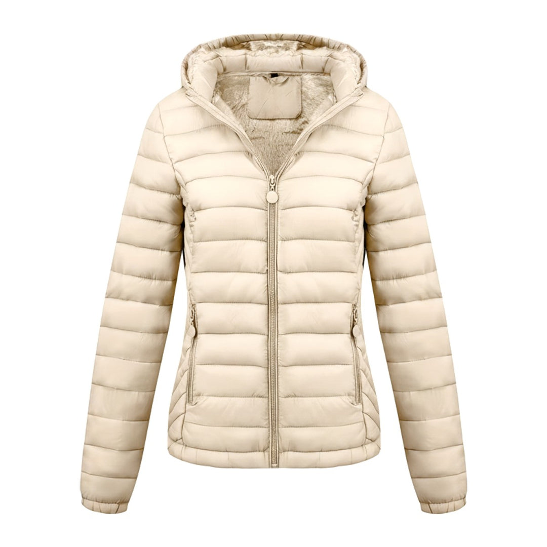 Kaja – Steppjacken Damen in beige – Vorderansicht