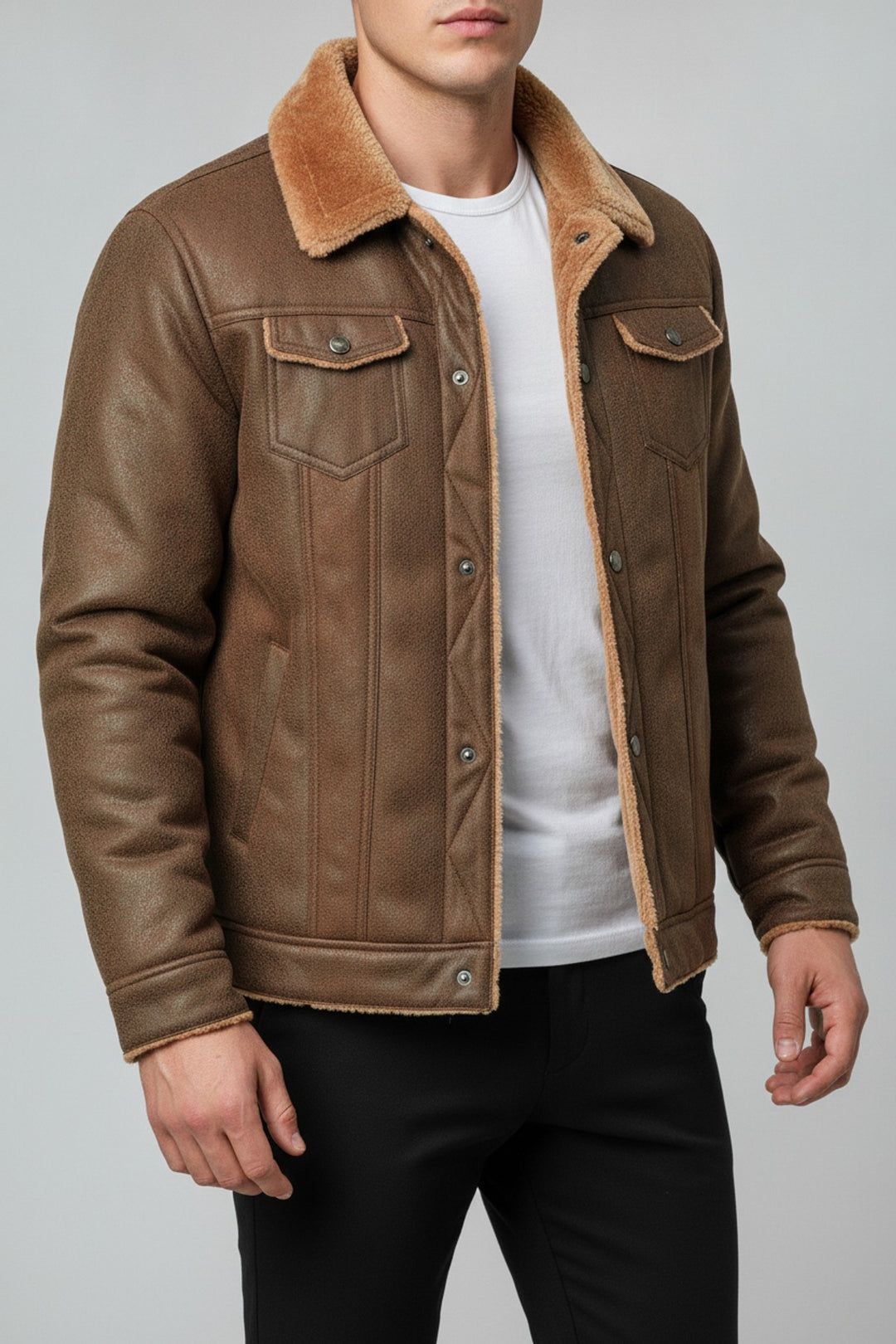 Rodi – Jeansjacken Herren in braun – am Model getragen