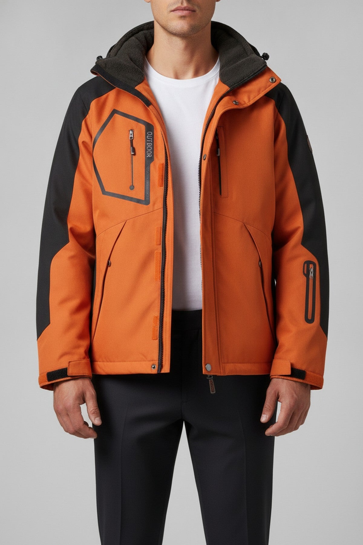 Skijacke Raincoat – Windbreaker Herren in orange – am Model getragen