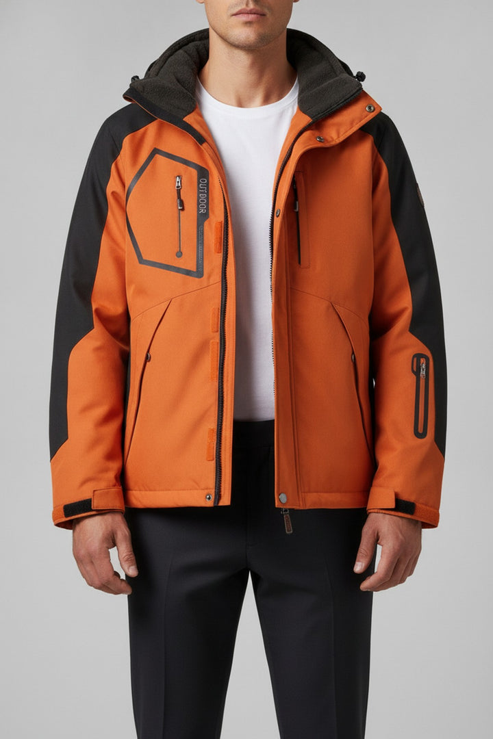 Skijacke Raincoat – Windbreaker Herren in orange – am Model getragen
