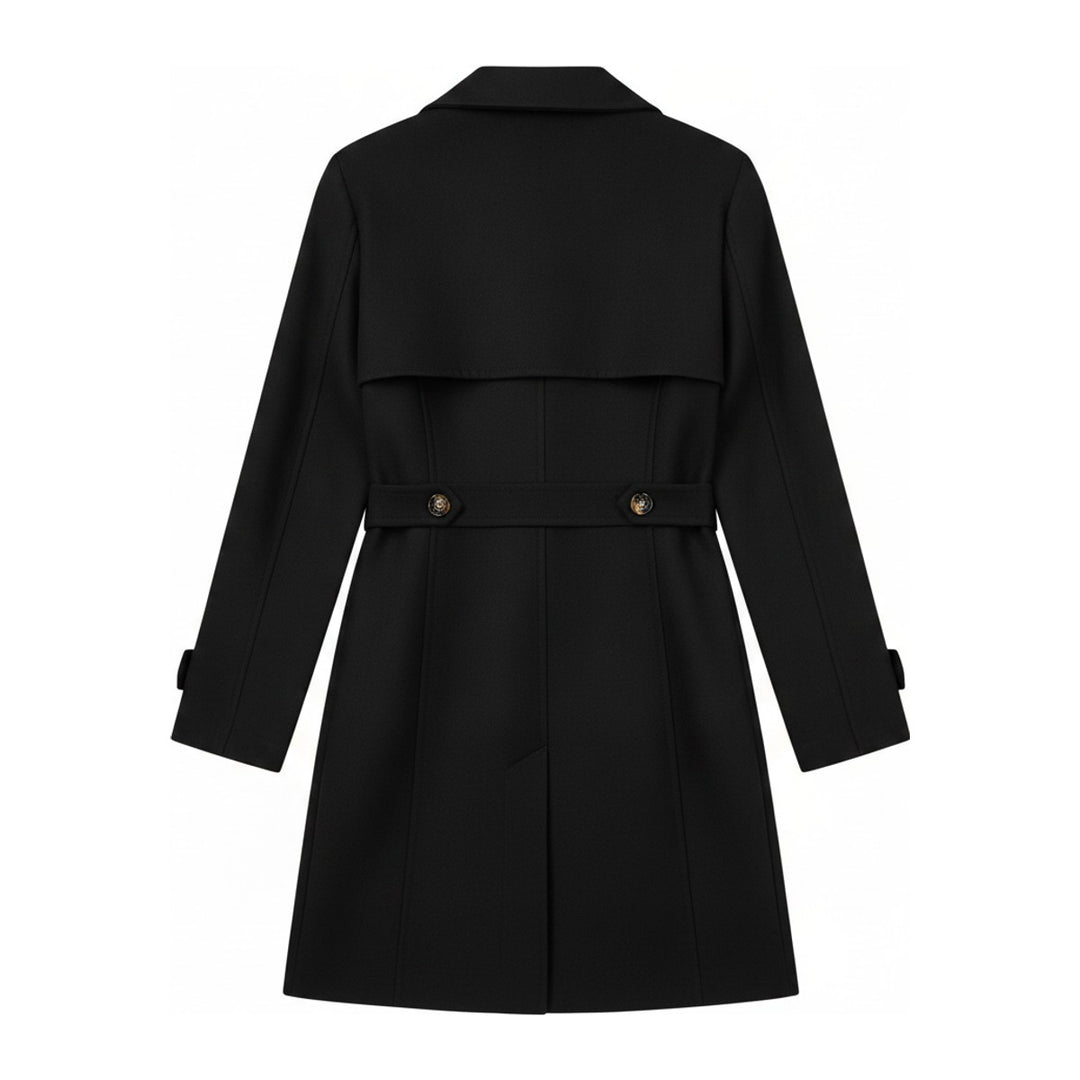 Tweed – Trenchcoats Damen in schwarz – Rückansicht