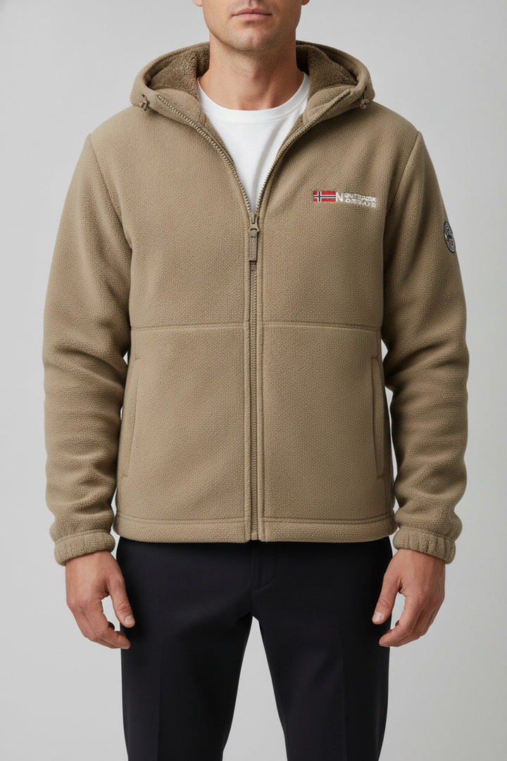 Nord – Fleecejacken Herren in khaki – am Model getragen