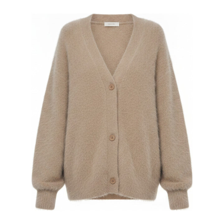 Nie – Strickjacken Damen in wüstenbeige – Vorderansicht