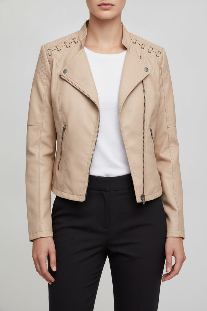 Drez – Lederjacken Damen in beige – am Model getragen
