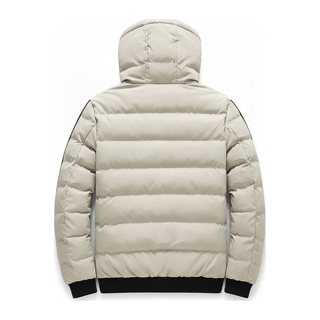Base – Steppjacke mit Kapuze in Schwarz, Rot, Gelb & Beige - Luftfreiheit
