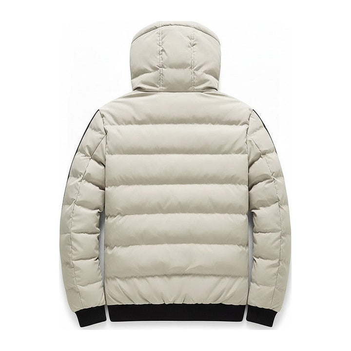 Base – Steppjacke mit Kapuze in Schwarz, Rot, Gelb & Beige - Luftfreiheit