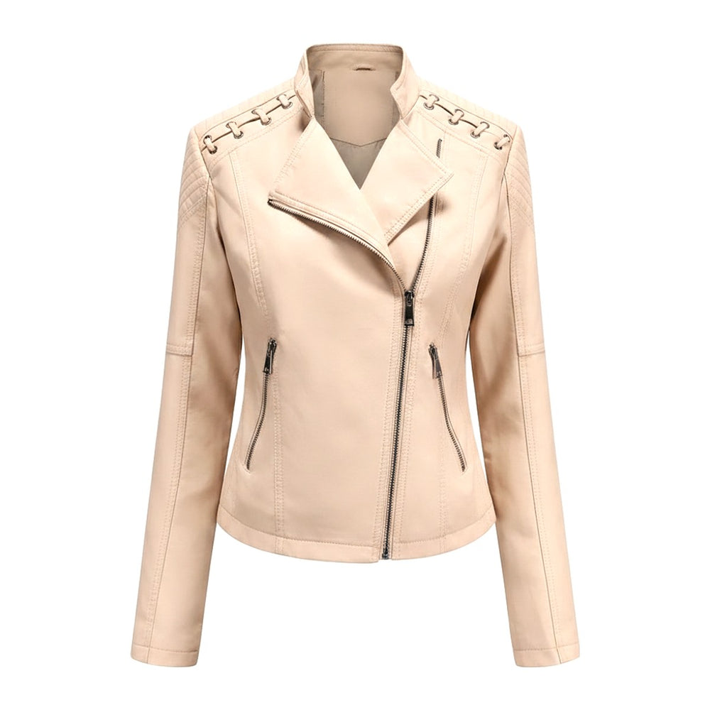 Drez – Lederjacken Damen in beige – Vorderansicht