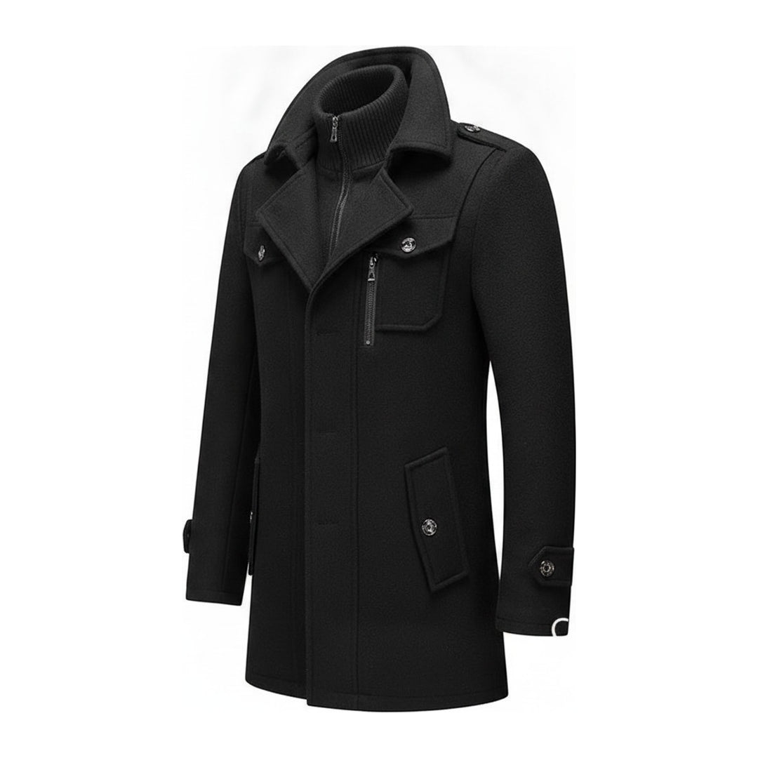 Tom – Dufflecoats Herren in schwarz – Seitenansicht
