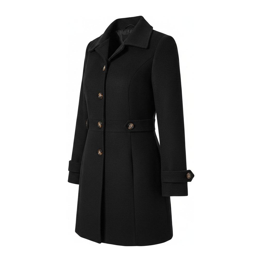 Tweed – Trenchcoats Damen in schwarz – Seitenansicht