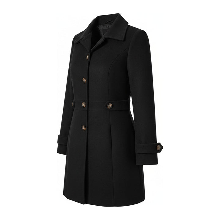Tweed – Trenchcoats Damen in schwarz – Seitenansicht