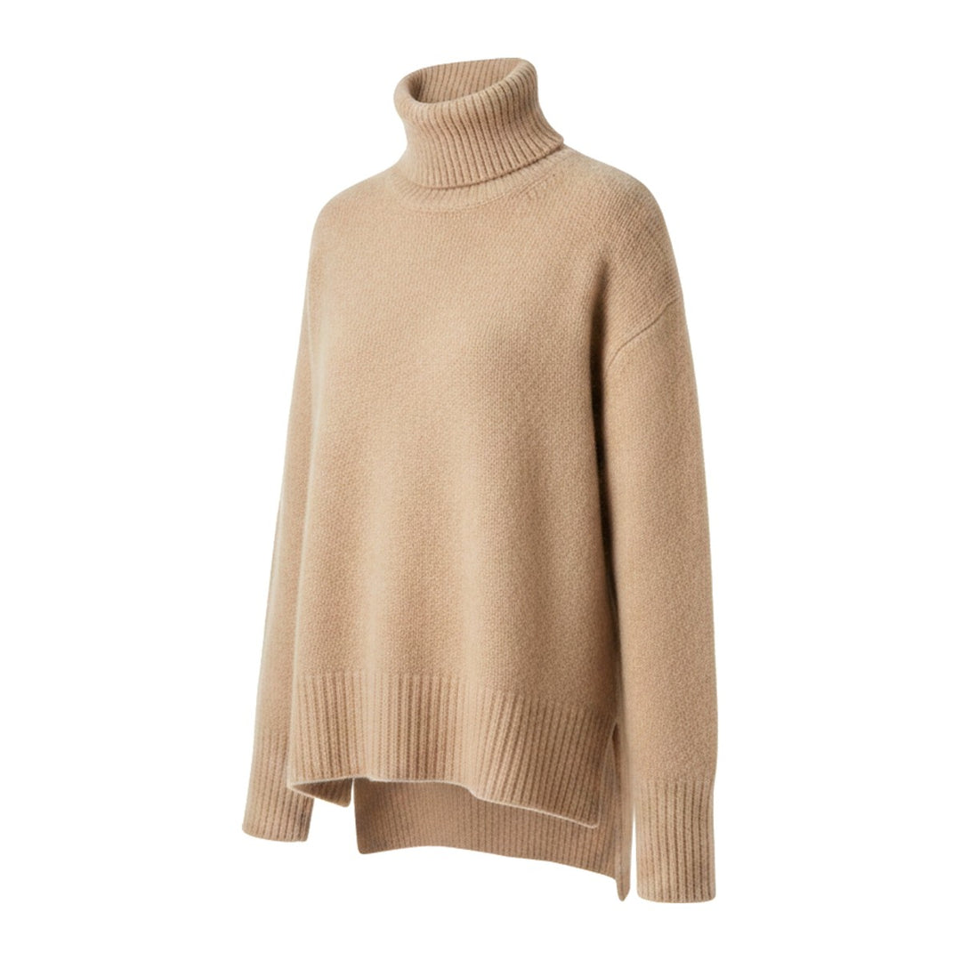 Ebi – Rollkragenpullover Damen in kamel – Seitenansicht