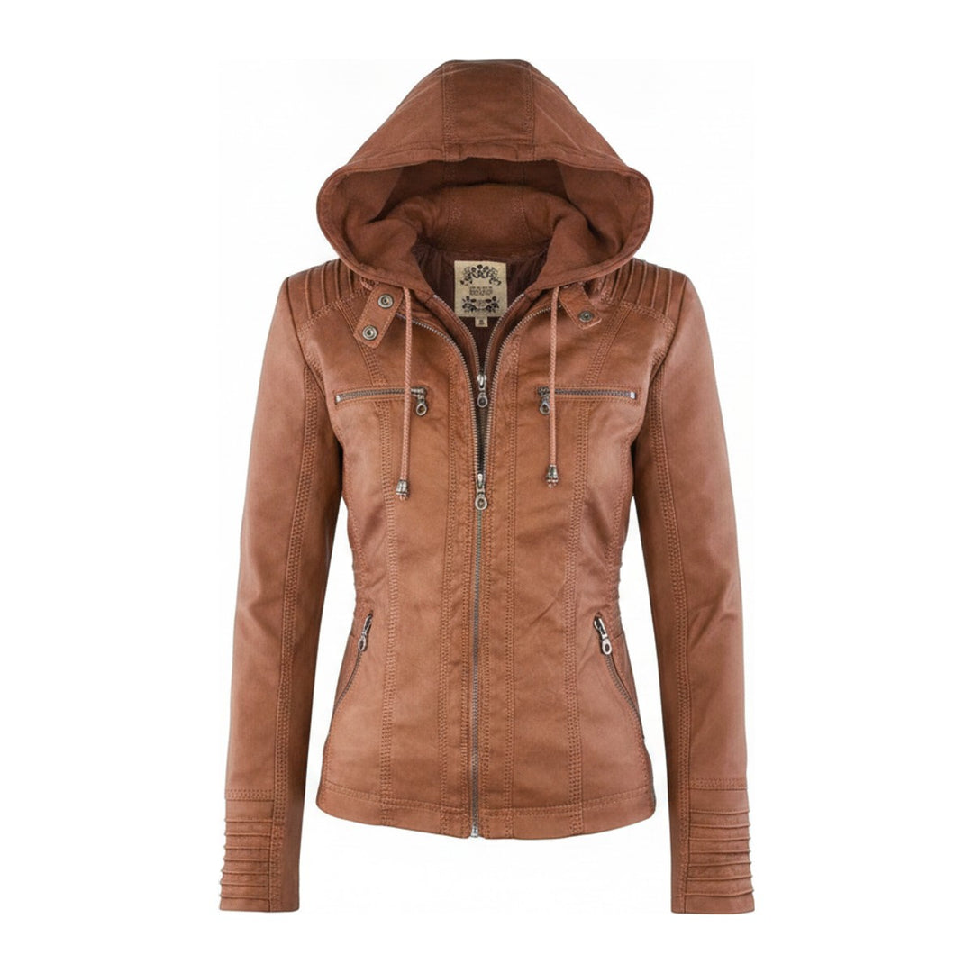 Ylva – Bikerjacken Damen in khaki – Vorderansicht