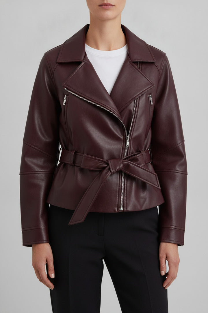 Lide – Lederjacken Damen in wine red – am Model getragen