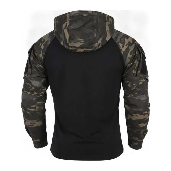 Taktische – Zip-Hoodies Herren in camouflage schwarz – Rückansicht