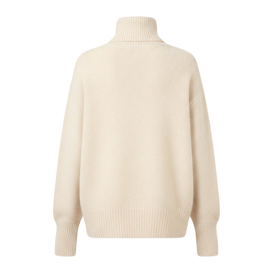 Ebi – Rollkragenpullover Damen in aprikose – Rückansicht