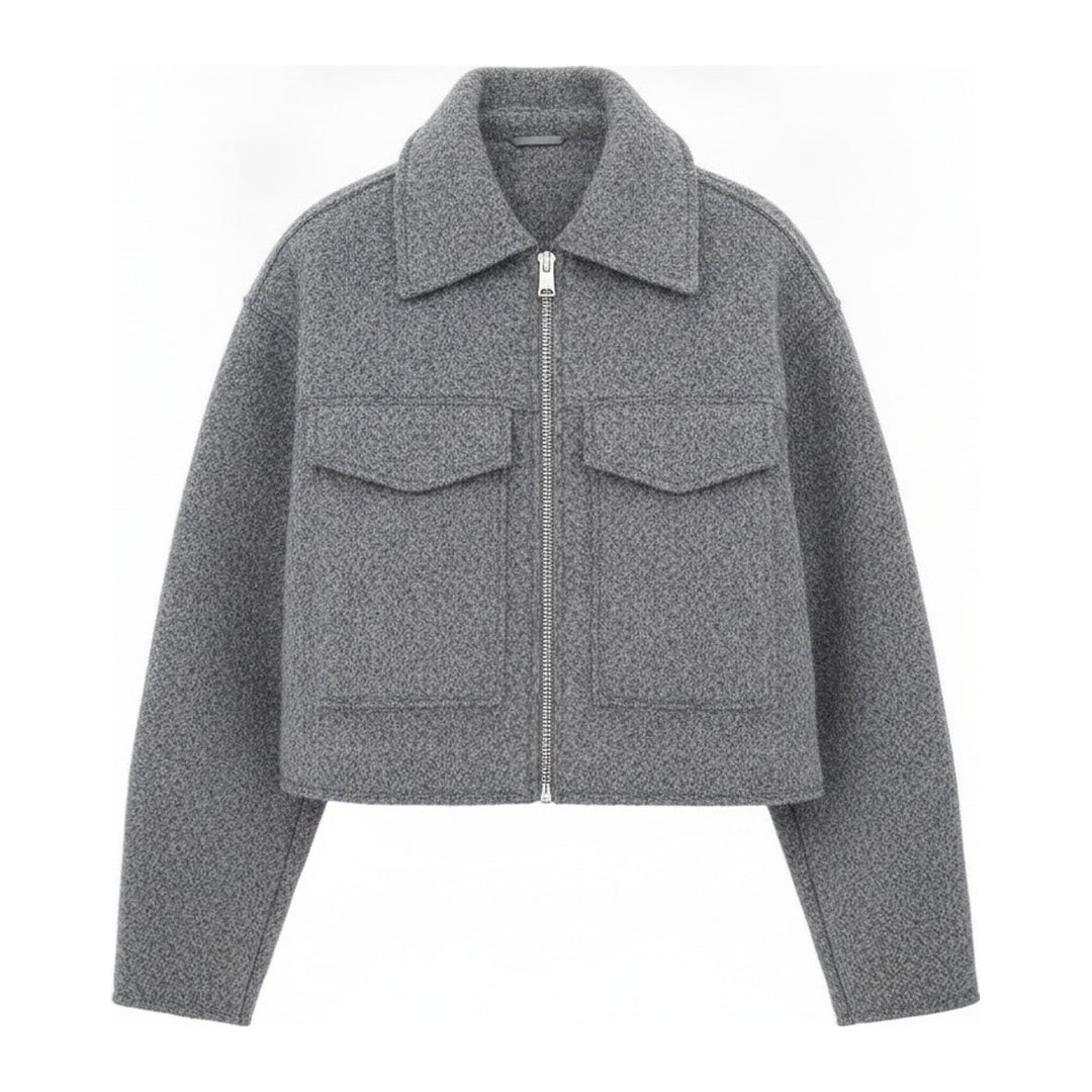 Mei – Kurze Jacken Damen in grau – Vorderansicht