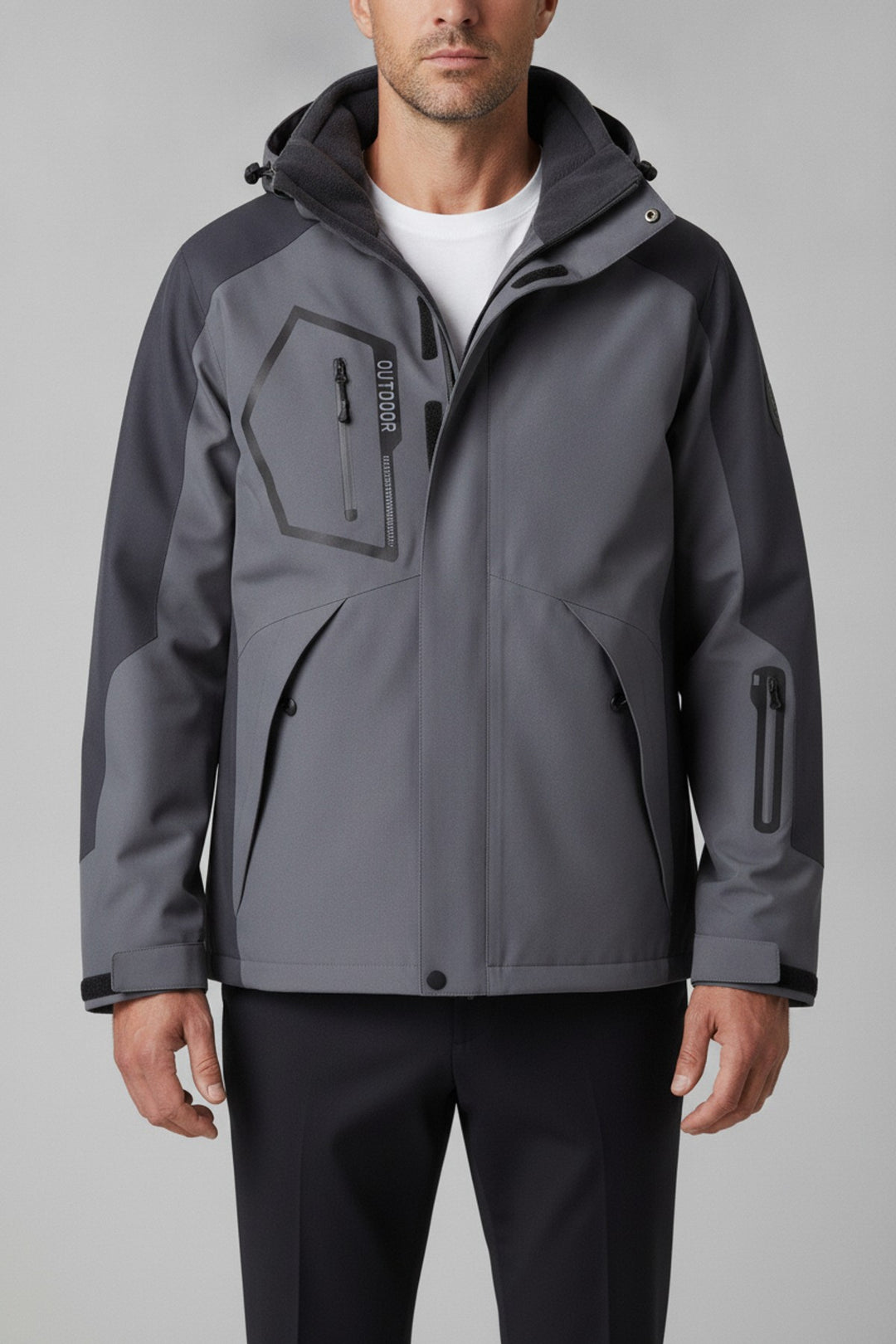 Skijacke Raincoat – Windbreaker Herren in grau – am Model getragen